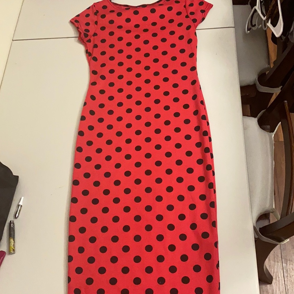 Polka dot red dress, size m